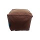 Cube Stool with Piping - Chocolate Polyester
